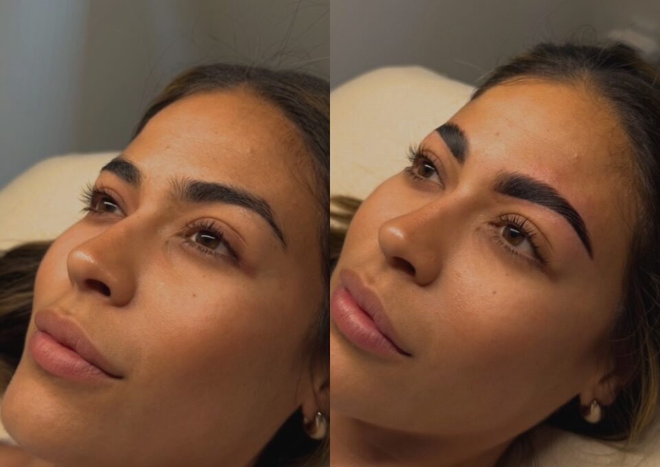 Before and after brow lamination and lash lift at Integrated Spa