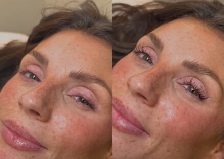 Before and after lash lift and tint at Integrated Spa
